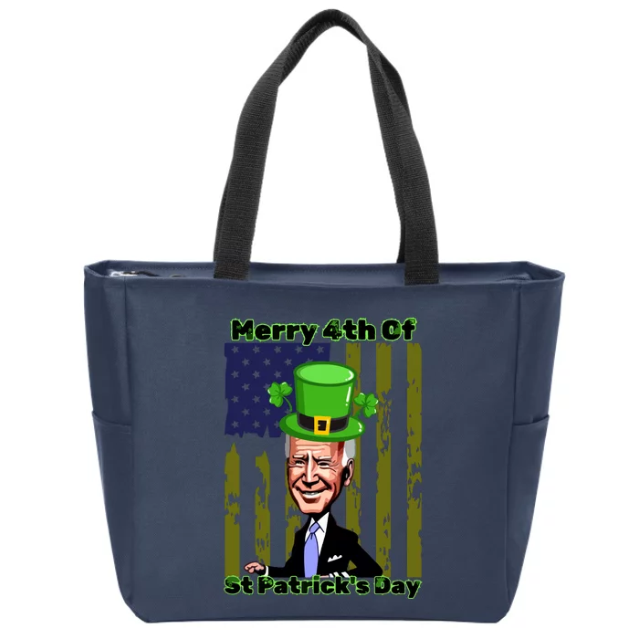 Merry 4th Of St Patricks Day Joe Biden Leprechaun Hat Zip Tote Bag