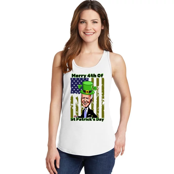 Merry 4th Of St Patricks Day Joe Biden Leprechaun Hat Ladies Essential Tank