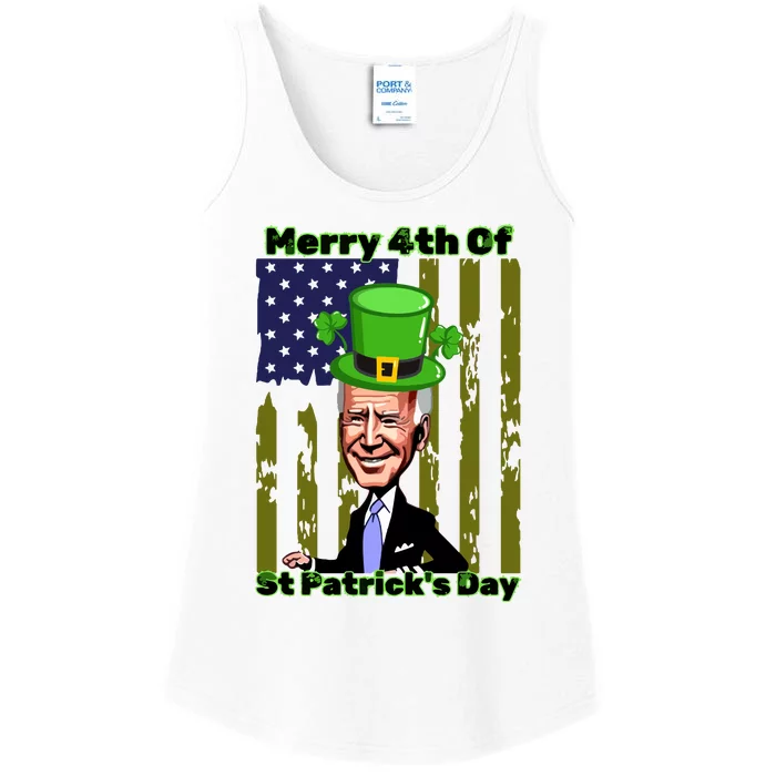 Merry 4th Of St Patricks Day Joe Biden Leprechaun Hat Ladies Essential Tank