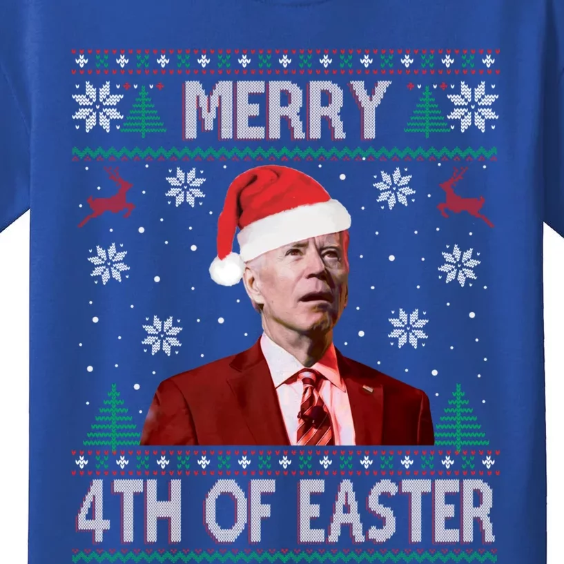 Merry 4th Of Easter Funny Joe Biden Christmas Ugly Sweater Great Gift Kids T-Shirt