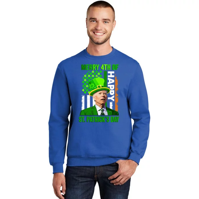 Merry 4th Of St PatrickS Day Funny Joe Biden Leprechaun Hat Gift Sweatshirt