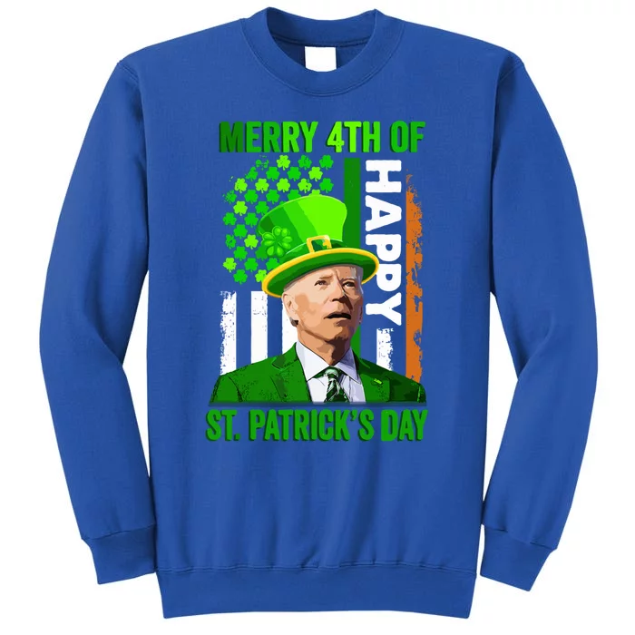 Merry 4th Of St PatrickS Day Funny Joe Biden Leprechaun Hat Gift Tall Sweatshirt