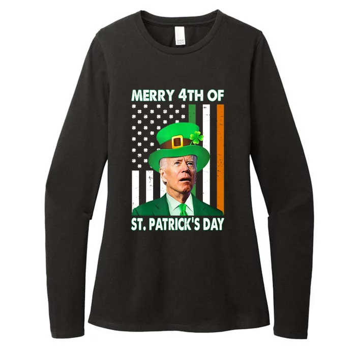 Merry 4th Of St Patrick's Day Confused Joe Biden Funny Womens CVC Long Sleeve Shirt