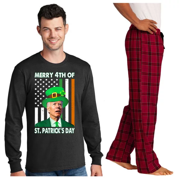 Merry 4th Of St Patrick's Day Confused Joe Biden Funny Long Sleeve Pajama Set