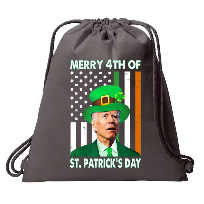 Merry 4th Of St Patrick's Day Confused Joe Biden Funny Drawstring Bag