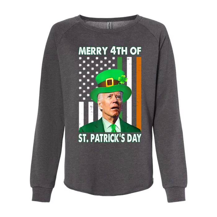 Merry 4th Of St Patrick's Day Confused Joe Biden Funny Womens California Wash Sweatshirt