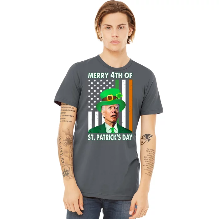 Merry 4th Of St Patrick's Day Confused Joe Biden Funny Premium T-Shirt