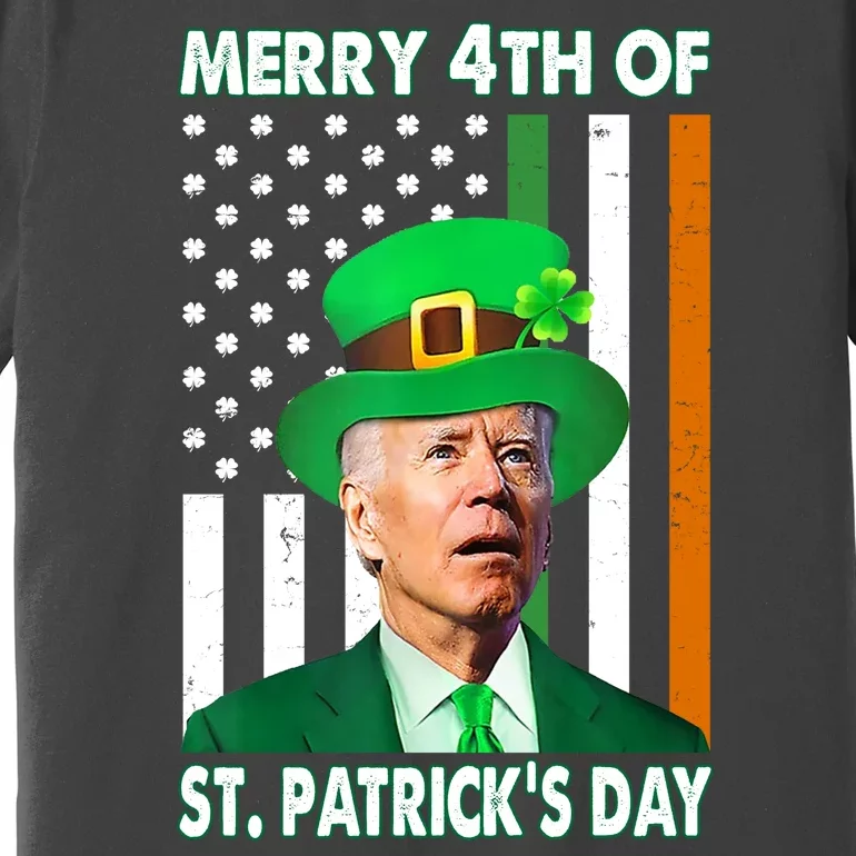 Merry 4th Of St Patrick's Day Confused Joe Biden Funny Premium T-Shirt