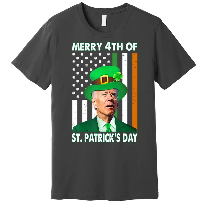 Merry 4th Of St Patrick's Day Confused Joe Biden Funny Premium T-Shirt