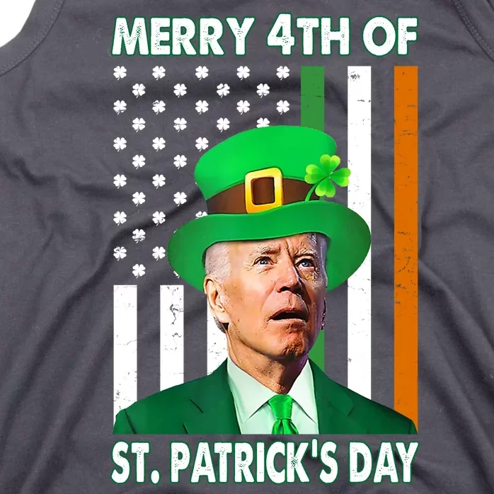 Merry 4th Of St Patrick's Day Confused Joe Biden Funny Tank Top