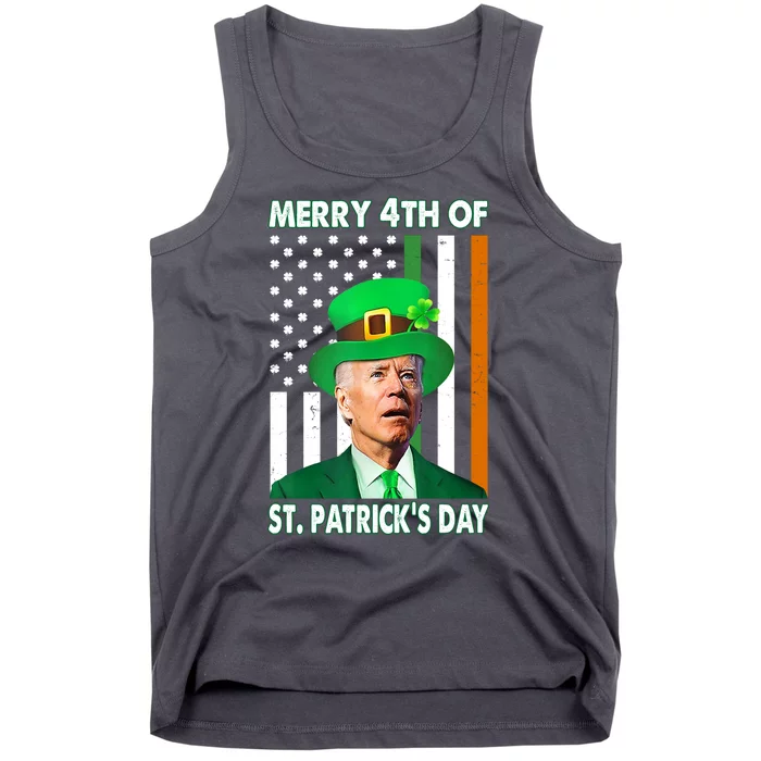 Merry 4th Of St Patrick's Day Confused Joe Biden Funny Tank Top