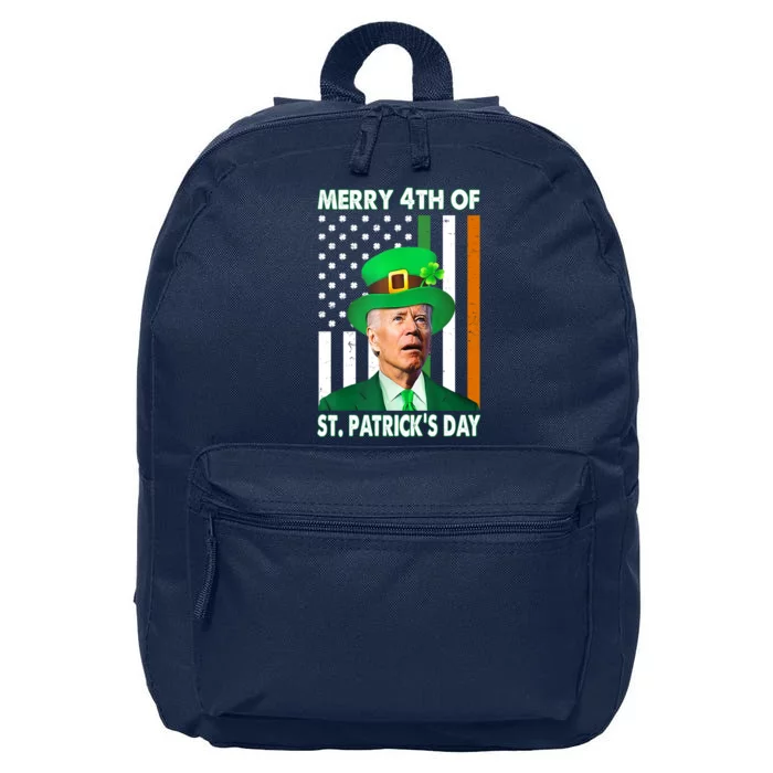 Merry 4th Of St Patrick's Day Confused Joe Biden Funny 16 in Basic Backpack