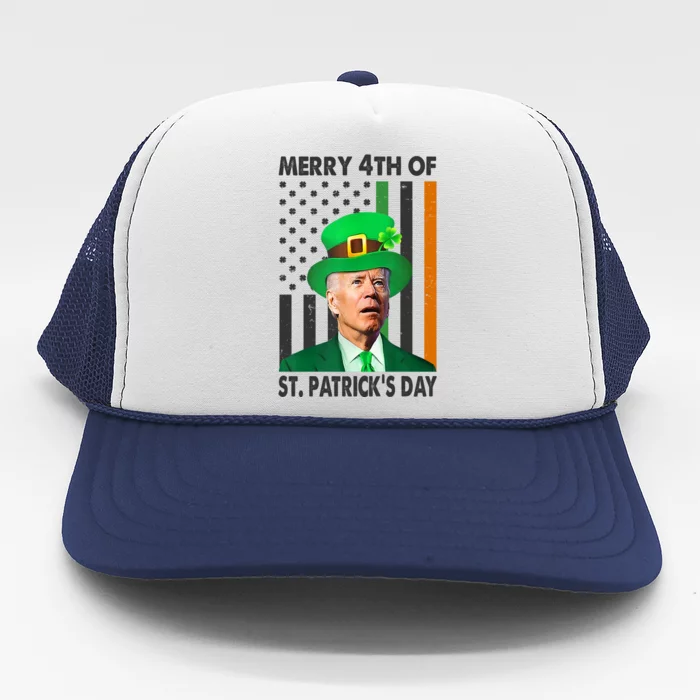 Merry 4th Of St Patrick's Day Confused Joe Biden Funny Trucker Hat