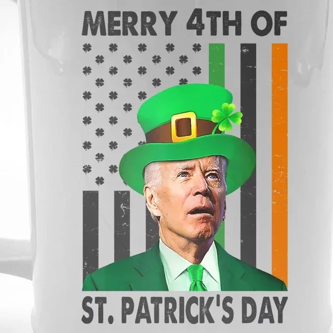 Merry 4th Of St Patrick's Day Confused Joe Biden Funny Front & Back Beer Stein