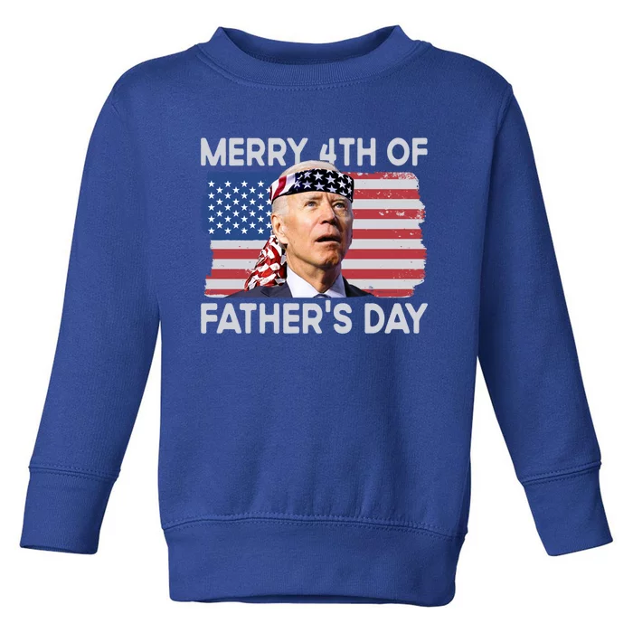 Merry 4th Of FatherS Day Confused Biden 4th Of July Gift Toddler Sweatshirt