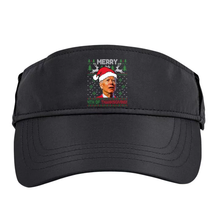 Merry 4th Of Thanksgiving Funny Joe Biden Christmas Ugly Sweater Adult Drive Performance Visor