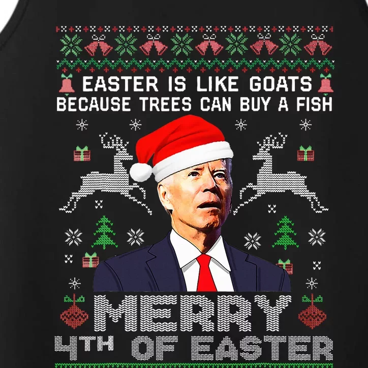 Merry 4th Of Easter Funny Biden Ugly Christmas Sweater Performance Tank