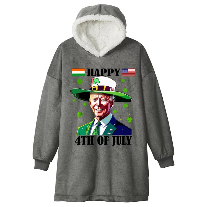 Merry 4th Of Easter Funny Joe Biden St Patricks Day Confused Hooded Wearable Blanket