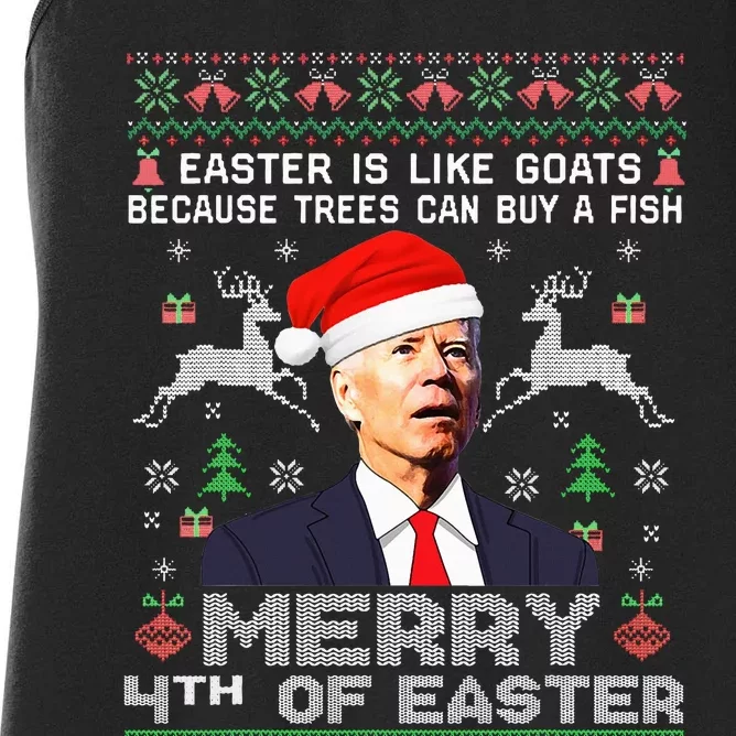 Merry 4th Of Easter Funny Biden Ugly Christmas Sweater Women's Racerback Tank