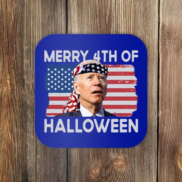 Merry 4th Of Halloween Confused Biden 4th Of July Cool Gift Coaster