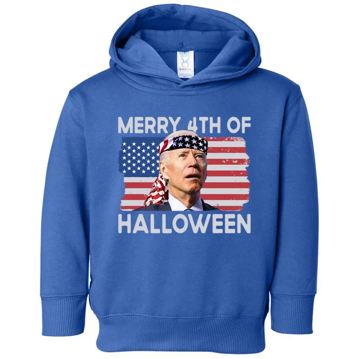 Merry 4th Of Halloween Confused Biden 4th Of July Cool Gift Toddler Hoodie