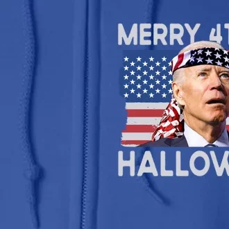 Merry 4th Of Halloween Confused Biden 4th Of July Cool Gift Full Zip Hoodie