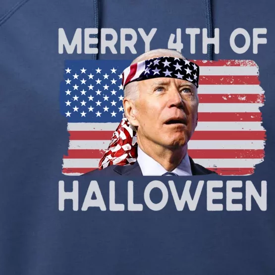 Merry 4th Of Halloween Confused Biden 4th Of July Cool Gift Performance Fleece Hoodie