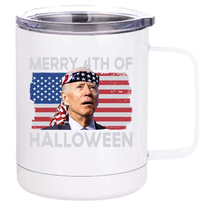 Merry 4th Of Halloween Confused Biden 4th Of July Cool Gift Front & Back 12oz Stainless Steel Tumbler Cup