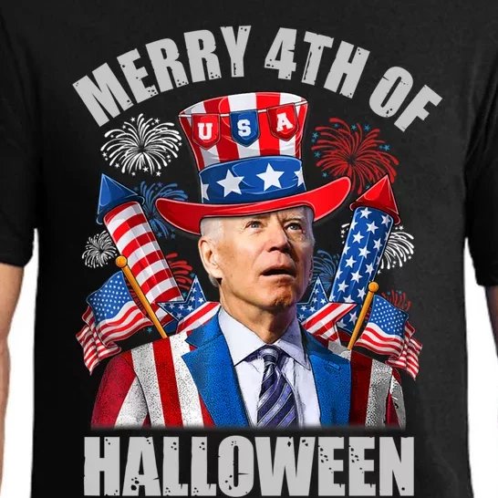 Merry 4th Of Halloween Joe Biden Confused 4th Of July 2024 Gift Pajama Set