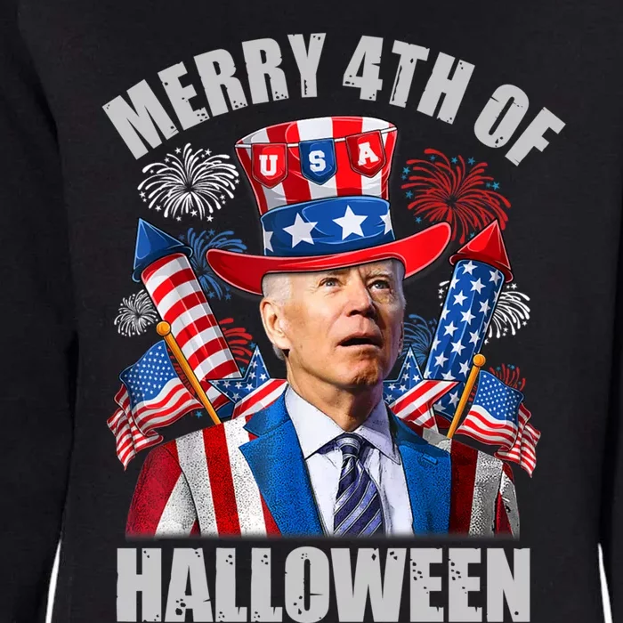 Merry 4th Of Halloween Joe Biden Confused 4th Of July 2024 Gift Womens California Wash Sweatshirt