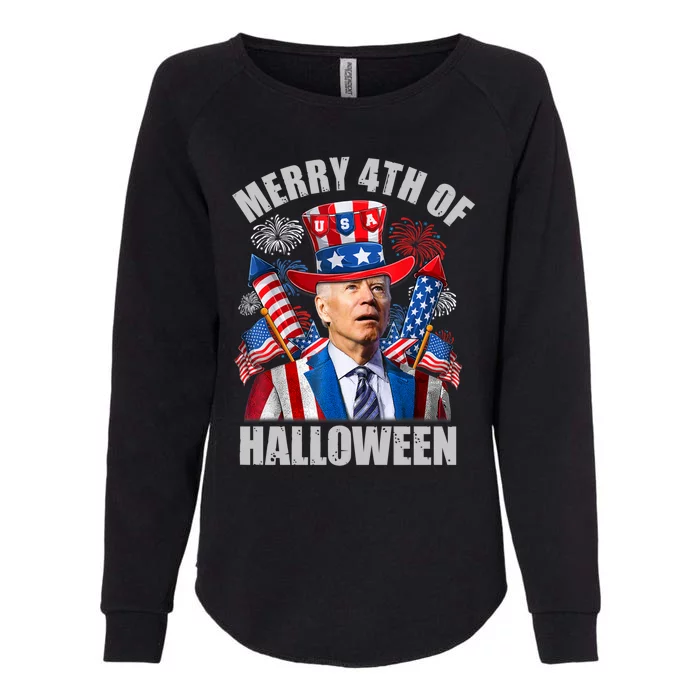 Merry 4th Of Halloween Joe Biden Confused 4th Of July 2024 Gift Womens California Wash Sweatshirt