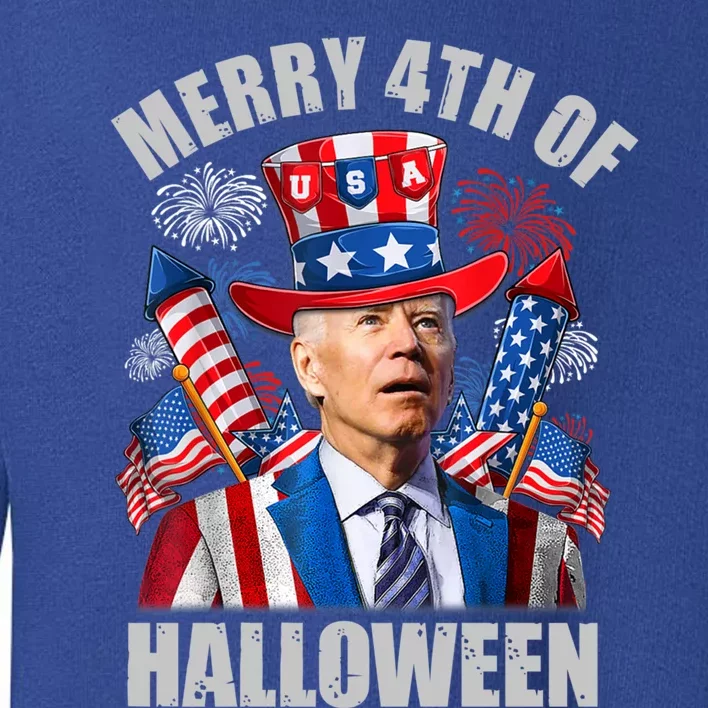 Merry 4th Of Halloween Joe Biden Confused 4th Of July 2024 Gift Toddler Sweatshirt