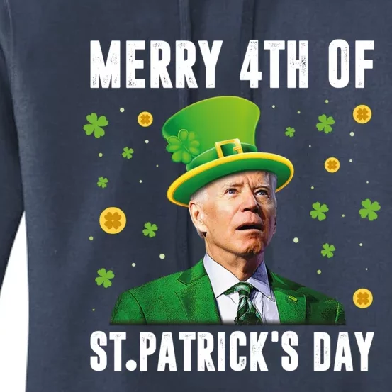 Merry 4th Of St Patricks Day Confused Funny Joe Biden Meaningful Gift Women's Pullover Hoodie