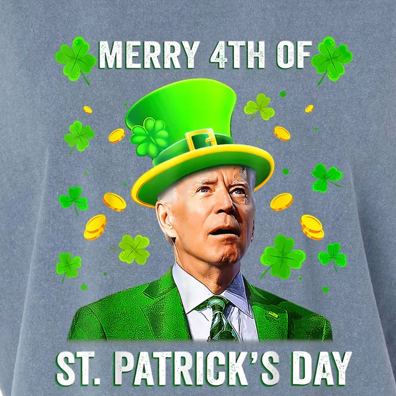 Merry 4th Of St Patricks Day Joe Biden Leprechaun Hat Clover Great Gift Garment-Dyed Women's Muscle Tee