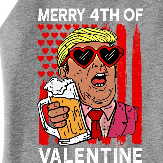 Merry 4th Of Valentine Donald Trump Beer Valentine's Day Gift Women’s Perfect Tri Rocker Tank