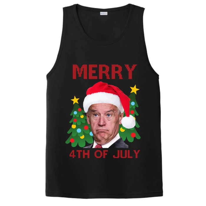 Merry 4th Of July Funny Joe Biden Ugly Christmas Performance Tank