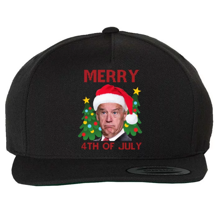 Merry 4th Of July Funny Joe Biden Ugly Christmas Wool Snapback Cap