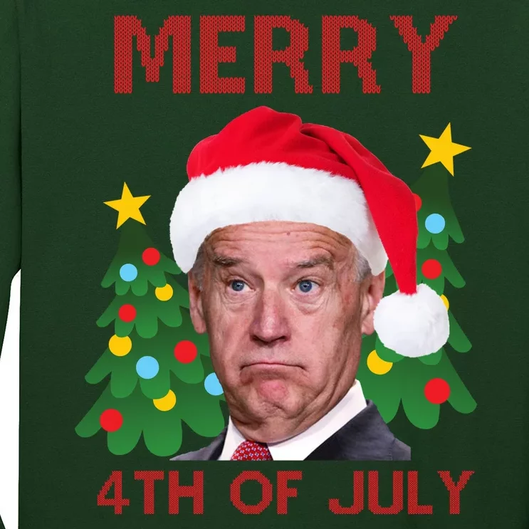 Merry 4th Of July Funny Joe Biden Ugly Christmas Long Sleeve Shirt