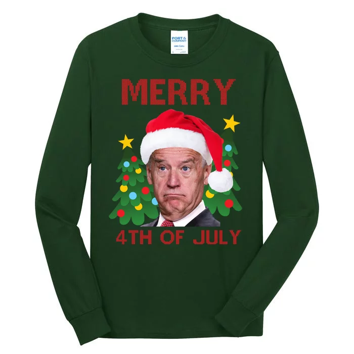 Merry 4th Of July Funny Joe Biden Ugly Christmas Tall Long Sleeve T-Shirt