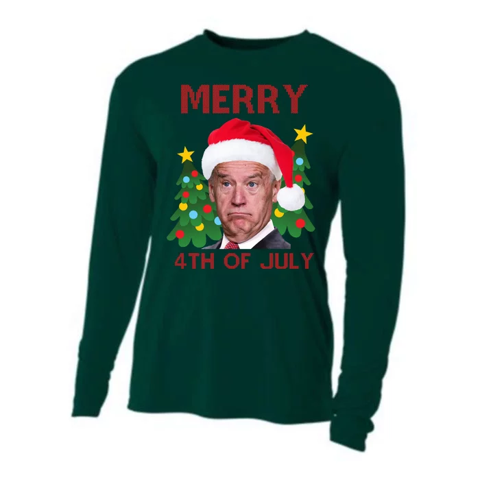 Merry 4th Of July Funny Joe Biden Ugly Christmas Cooling Performance Long Sleeve Crew