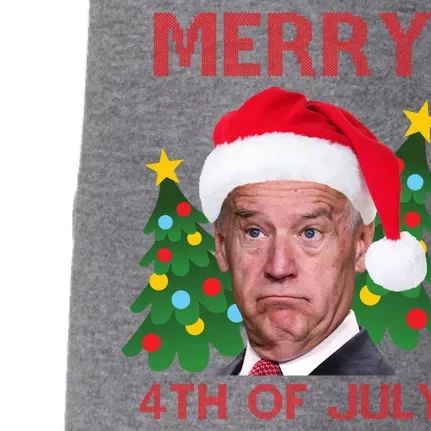 Merry 4th Of July Funny Joe Biden Ugly Christmas Doggie 3-End Fleece Hoodie