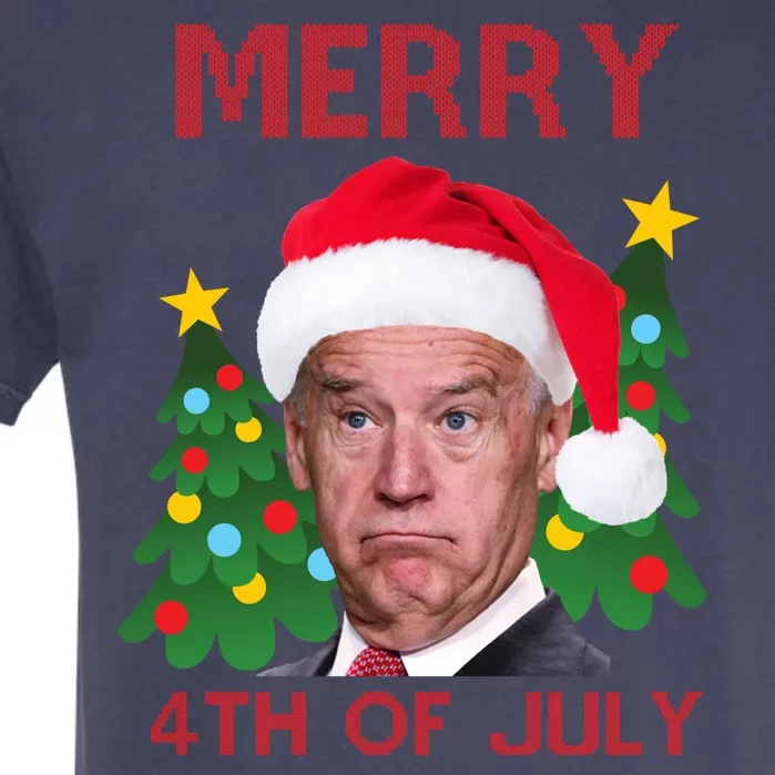 Merry 4th Of July Funny Joe Biden Ugly Christmas Garment-Dyed Heavyweight T-Shirt