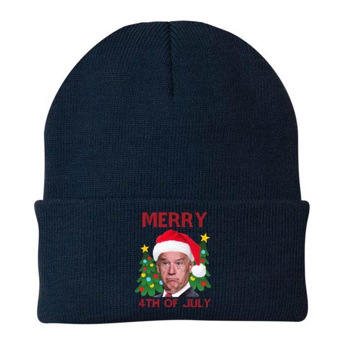 Merry 4th Of July Funny Joe Biden Ugly Christmas Knit Cap Winter Beanie