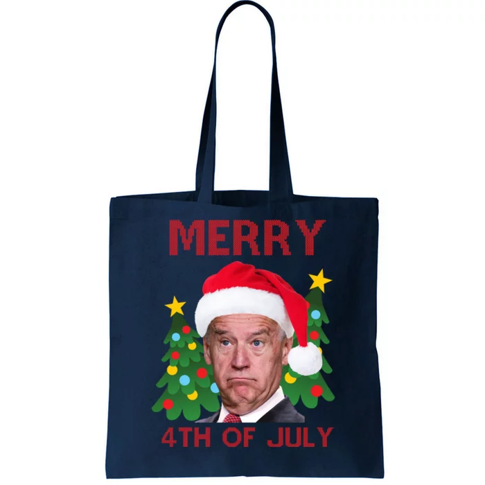 Merry 4th Of July Funny Joe Biden Ugly Christmas Tote Bag