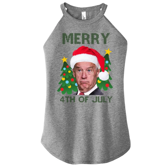 Merry 4th Of July Funny Joe Biden Ugly Christmas Women’s Perfect Tri Rocker Tank