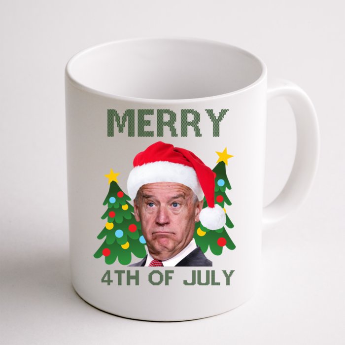 Merry 4th Of July Funny Joe Biden Ugly Christmas Front & Back Coffee Mug