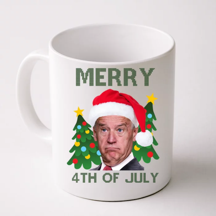 Merry 4th Of July Funny Joe Biden Ugly Christmas Front & Back Coffee Mug