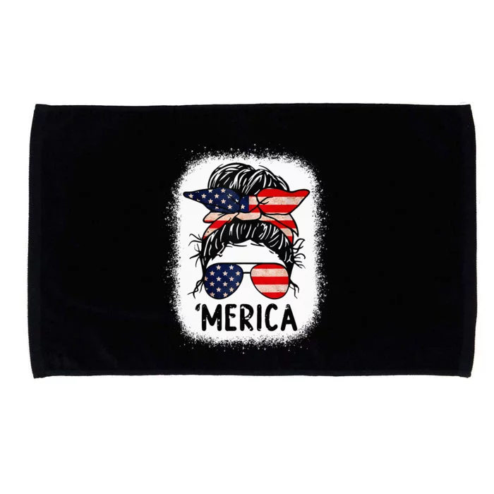 Merica 4th of July Wo Mom American Flag US Bleached Microfiber Hand Towel