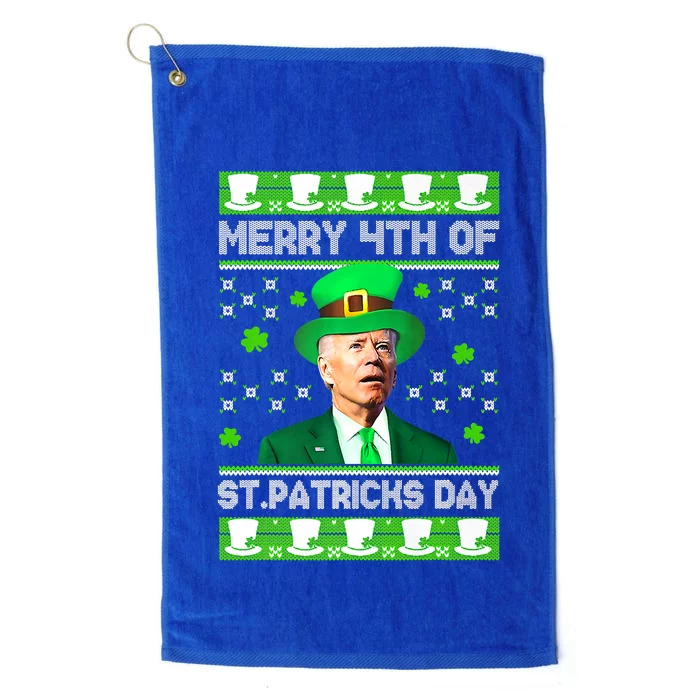 Merry 4th Of St Patricks Day Joe Biden Leprechaun Hat Clover Platinum Collection Golf Towel