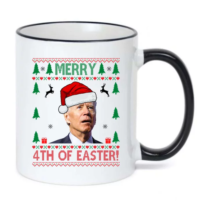 Merry 4th Of Easter Funny Joe Biden Ugly Christmas Black Color Changing Mug